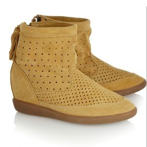Isabel Marant yellow suede wedge booties